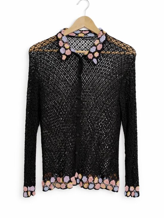 resporte Tops - Resporte Crochet Floral Cardigan S/M Boho Sheer Knit Lightweight Top